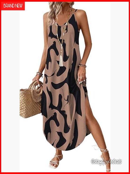 Dresses & Skirts - Maxi Halter Dress Boho Summer Casual Beach Vacation Travel Outfit